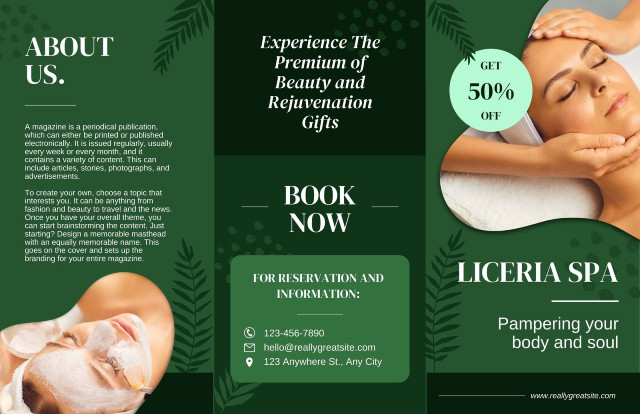 Brochure đẹp với tông màu nhẹ nhàng cho spa