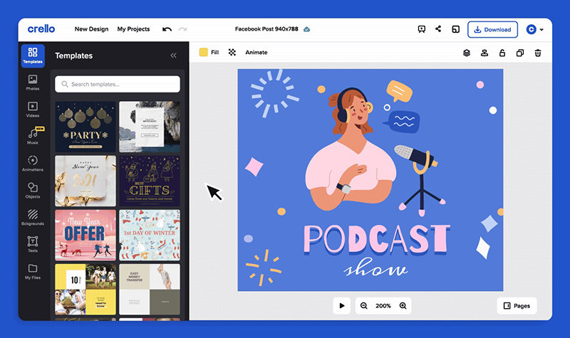 Crello.com cung cấp nhiều mẫu cho thiết kế tờ rơi