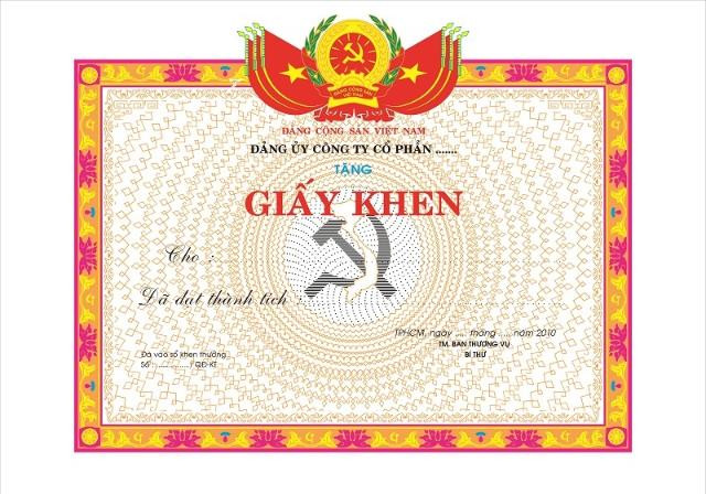 Giấy khen hiện đại với bố cục tập trung vào nội dung vinh danh