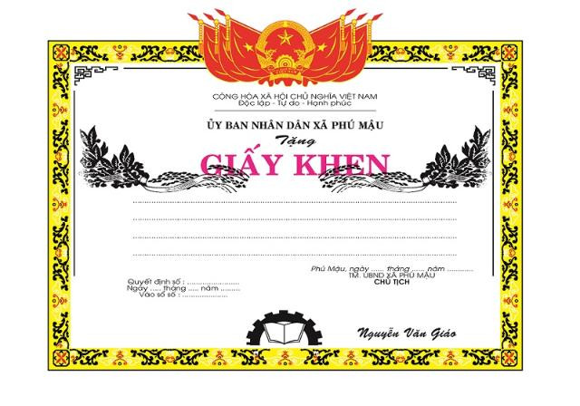 Giấy khen truyền thống mang đậm nét văn hóa