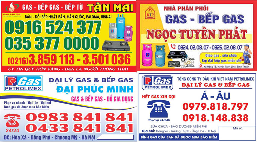 Hình ảnh các loại decal dán bình gas phổ biến