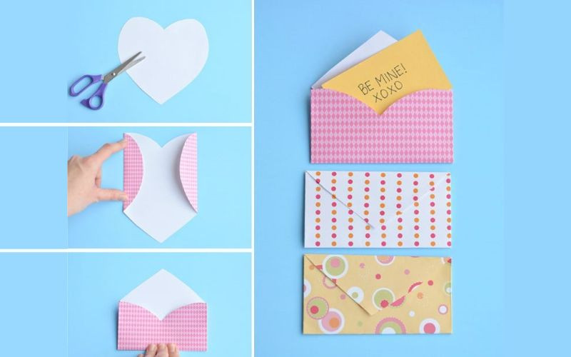 Hoàn thiện chiếc phong bì hình trái tim lãng mạn từ giấy