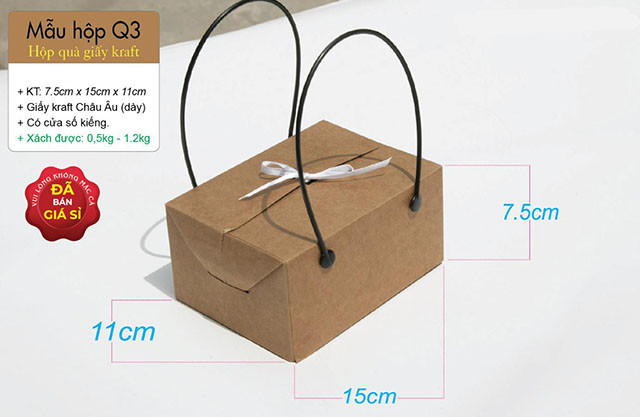 Hộp quà tặng tiện lợi có quai xách bằng giấy kraft