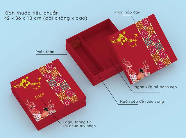 Kích thước hộp quà Tết trung bình