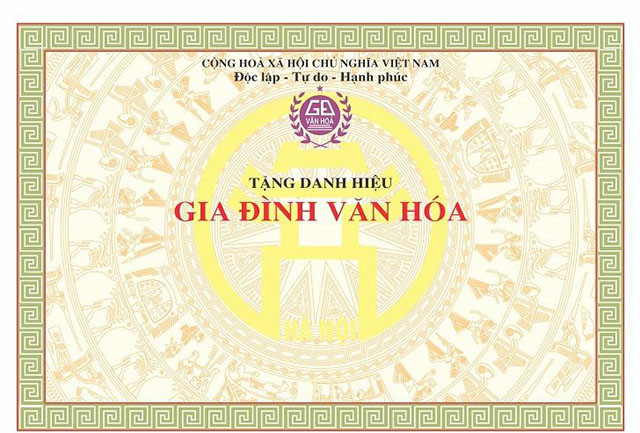 Mẫu giấy khen danh hiệu Gia đình văn hóa