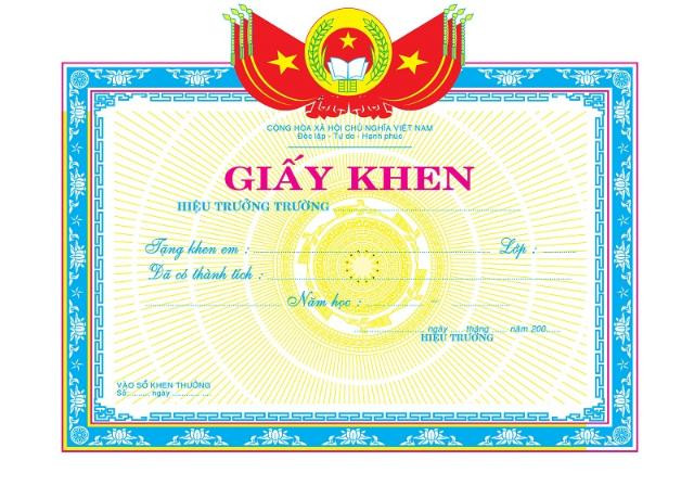 Mẫu giấy khen truyền thống với họa tiết hoa văn đặc trưng