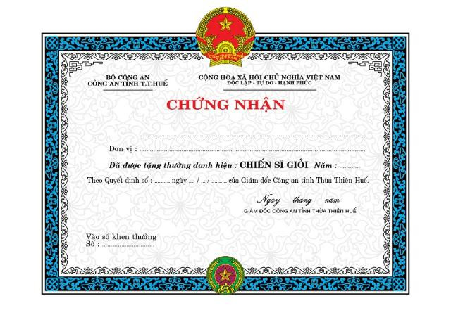 Mẫu giấy khen truyền thống với phông chữ thư pháp và bố cục đối xứng