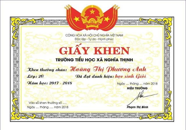 Mẫu giấy khen truyền thống với viền hoa văn cầu kỳ