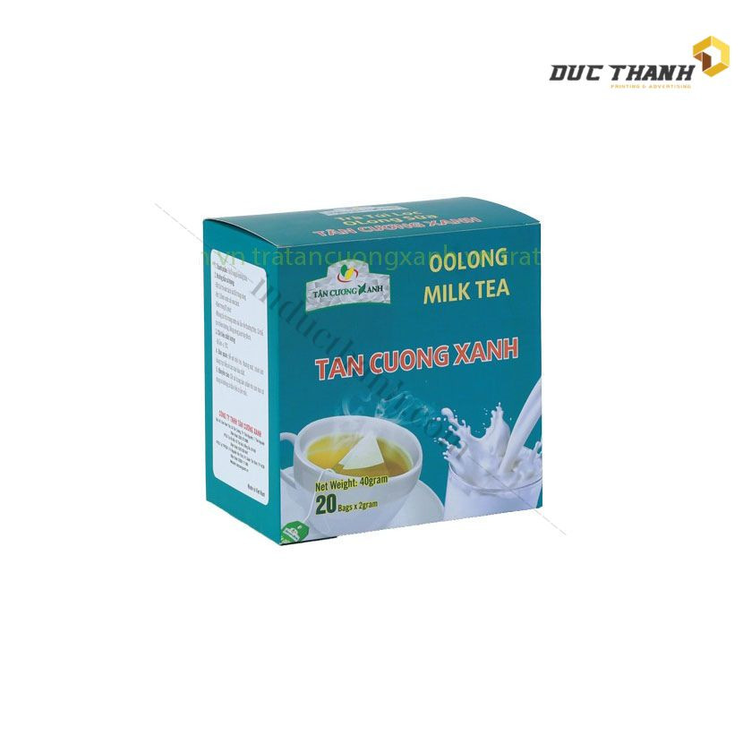 Mẫu hộp giấy đựng trà O long sữa túi lọc
