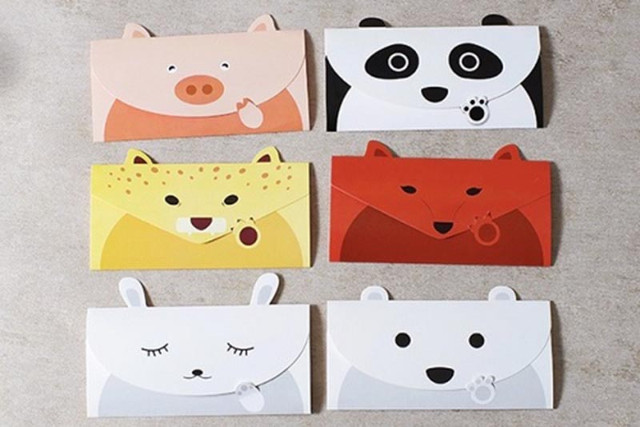 Mẫu phong bì thư handmade trang trí hình động vật ngộ nghĩnh