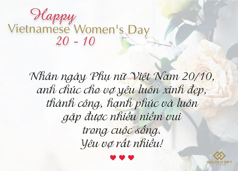 Mẫu thiệp 20/10 đơn giản nhưng ý nghĩa tặng vợ