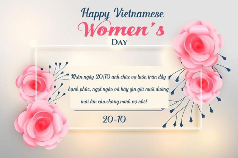 Mẫu thiệp 20/10 lãng mạn cho vợ