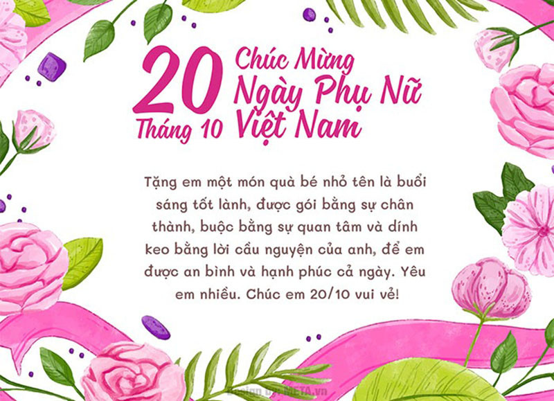 Mẫu thiệp 20/10 ngọt ngào tặng người yêu