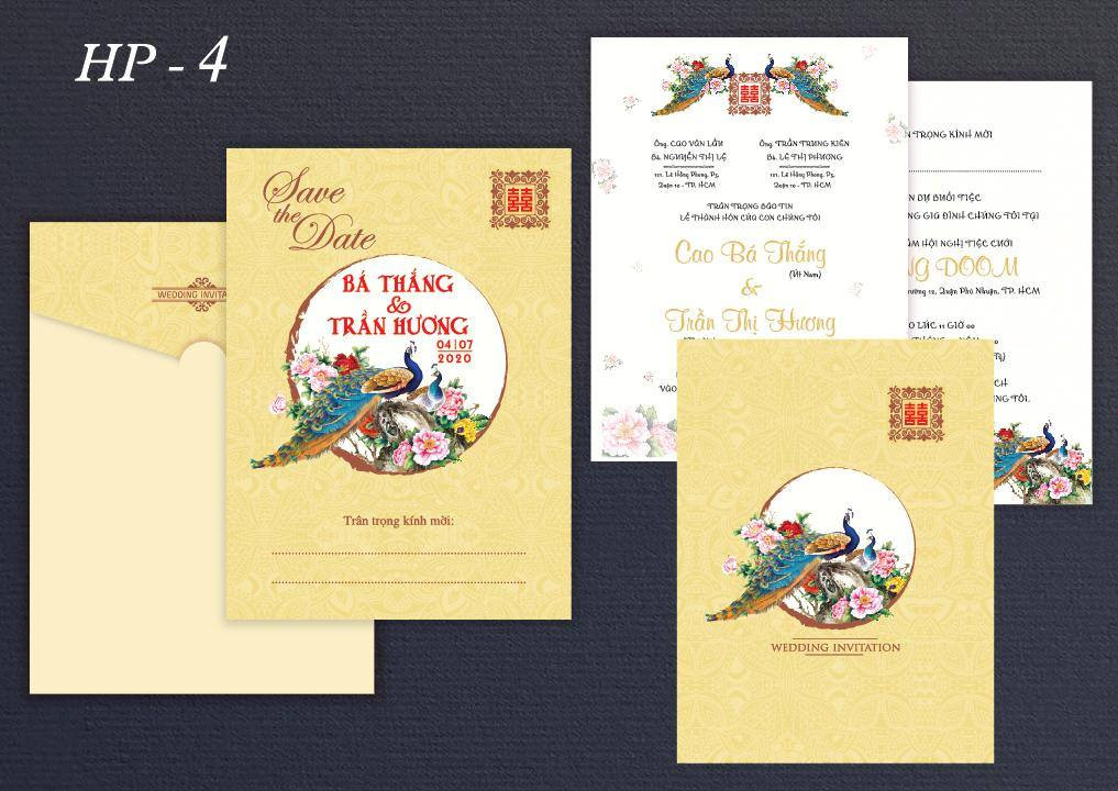 mẫu thiệp cưới hiện đại màu vàng ánh kim