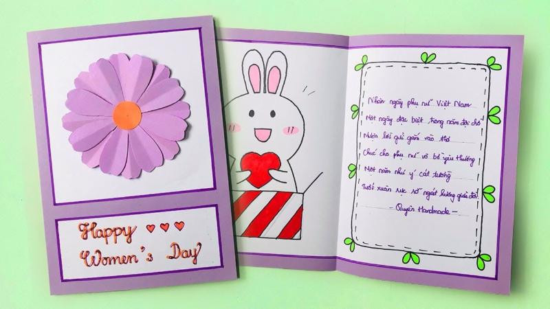 Mẫu thiệp tự làm 20/10 trang trí ruy băng