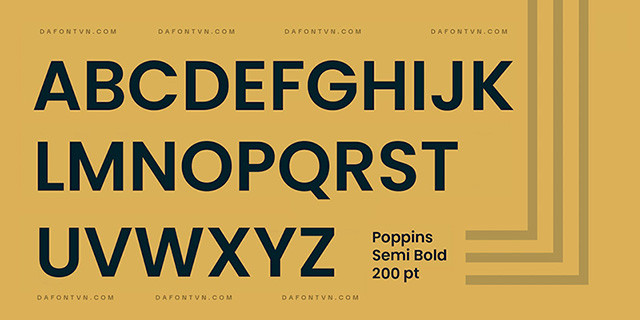 Minh họa kiểu dáng font Poppins hiện đại và ứng dụng rộng rãi