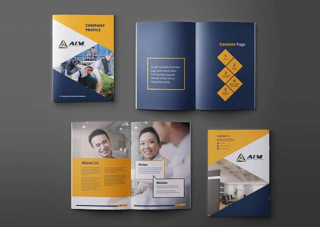 Minh họa mẫu brochure giới thiệu sản phẩm dạng cuộn hoặc đóng gáy chuyên nghiệp