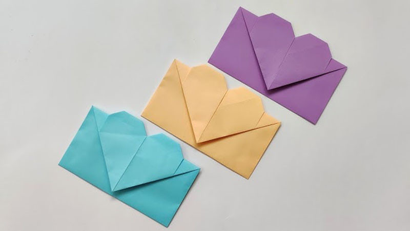 Phong bì thư Origami hình trái tim màu đỏ lãng mạn