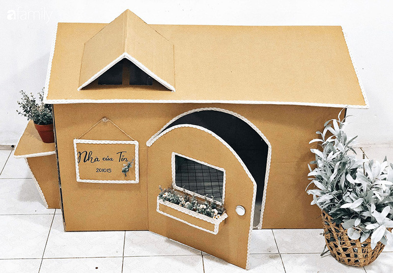 Tận dụng thùng carton làm ngôi nhà ấm cúng cho thú cưng