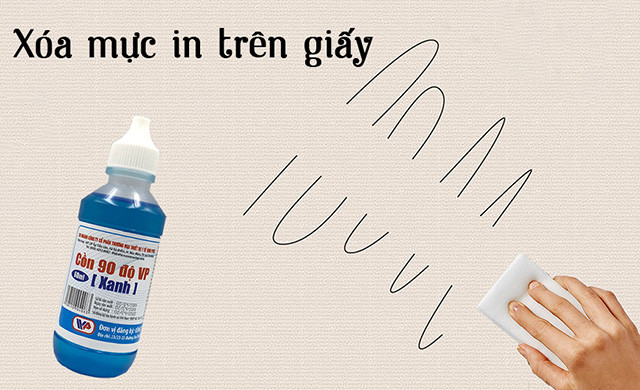 Tẩy mực trên giấy bằng cồn 90 độ