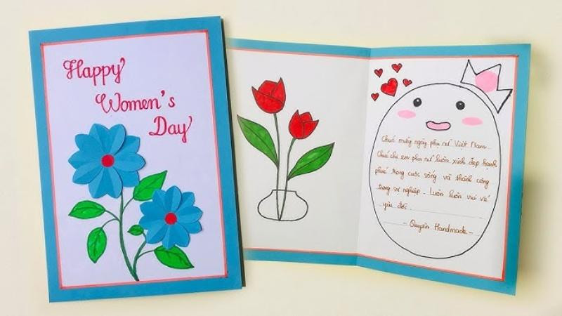 Thiệp 20/10 handmade với họa tiết hoa