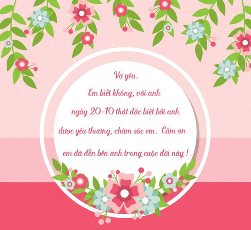 Thiệp 20/10 thể hiện tình cảm với vợ