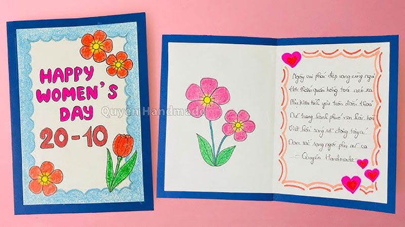 Thiệp 20/10 với hình ảnh hoa rực rỡ