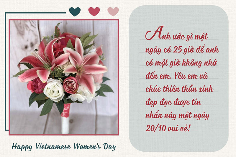 Thiệp 20/10 với lời yêu thương cho người yêu