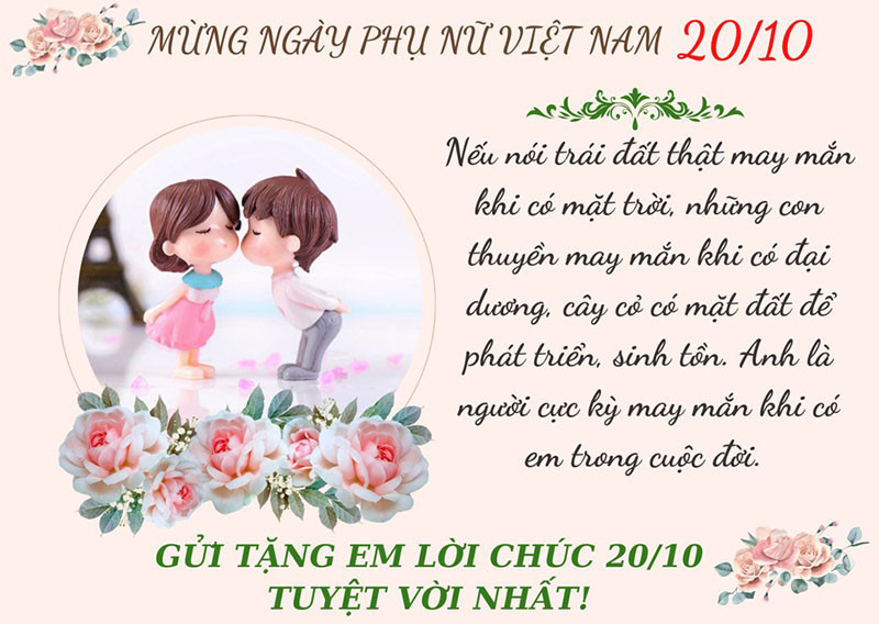 Thiệp 20/10 với lời yêu thương dành cho vợ