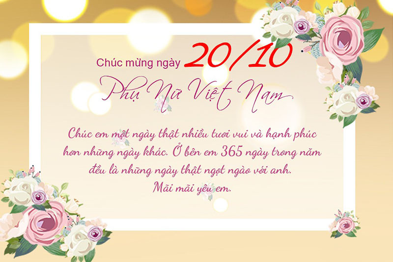 Thiệp chúc mừng 20/10 cho người yêu với hoa