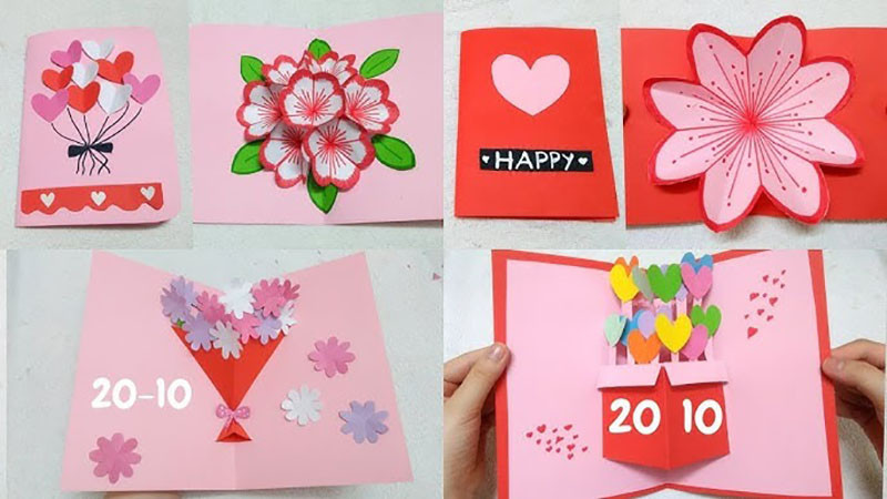 Thiệp chúc mừng 3D ngày 20/10 với hoa