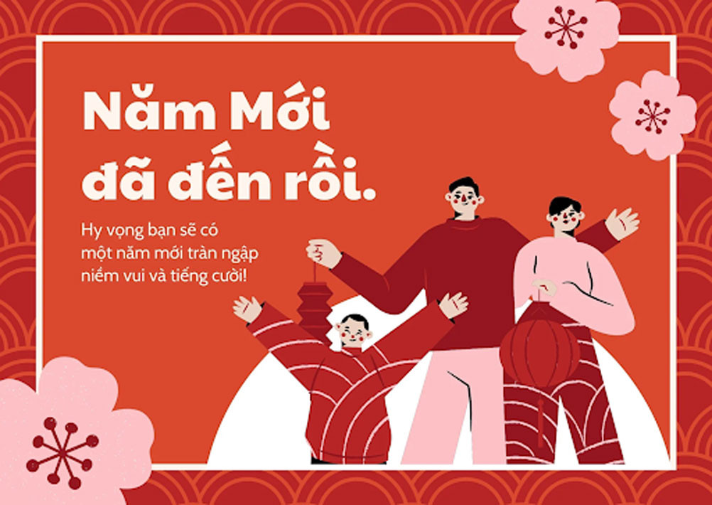 Thiệp chúc mừng năm mới có thể tạo ra bằng công cụ thiết kế online
