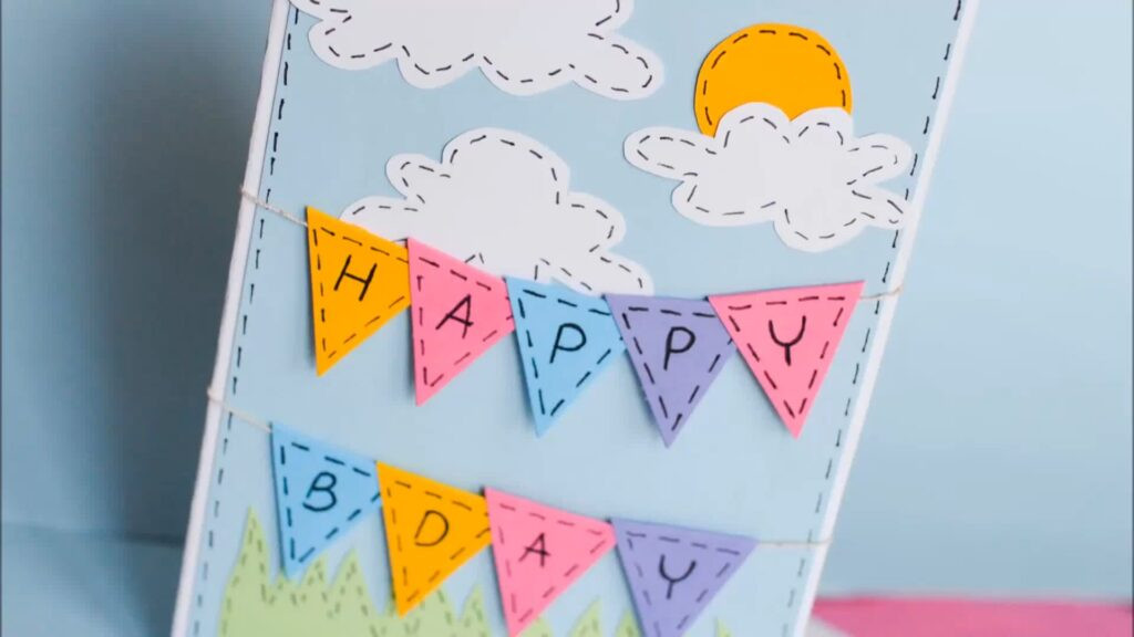 Thiệp sinh nhật handmade chủ đề biển cả với hình ảnh cá heo và sinh vật biển