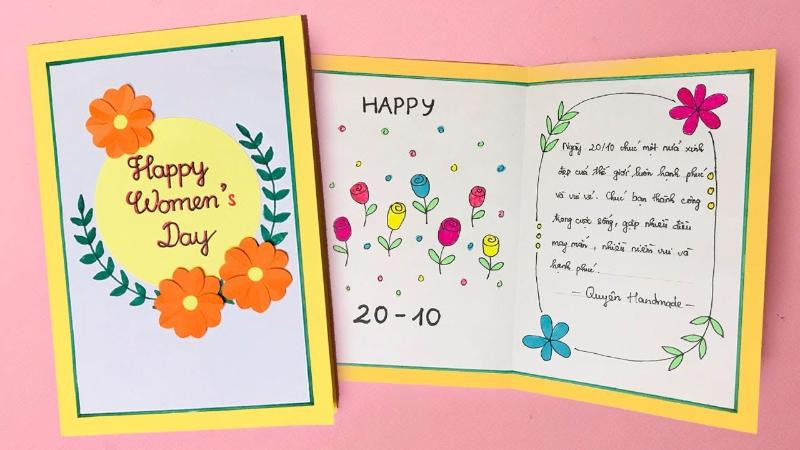 Thiệp tự làm 20/10 với kỹ thuật dập nổi