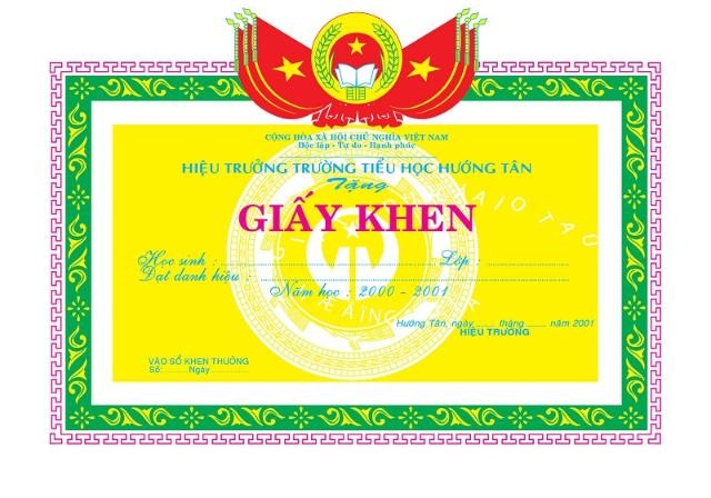 Thiết kế giấy khen truyền thống với các đường viền họa tiết tinh xảo