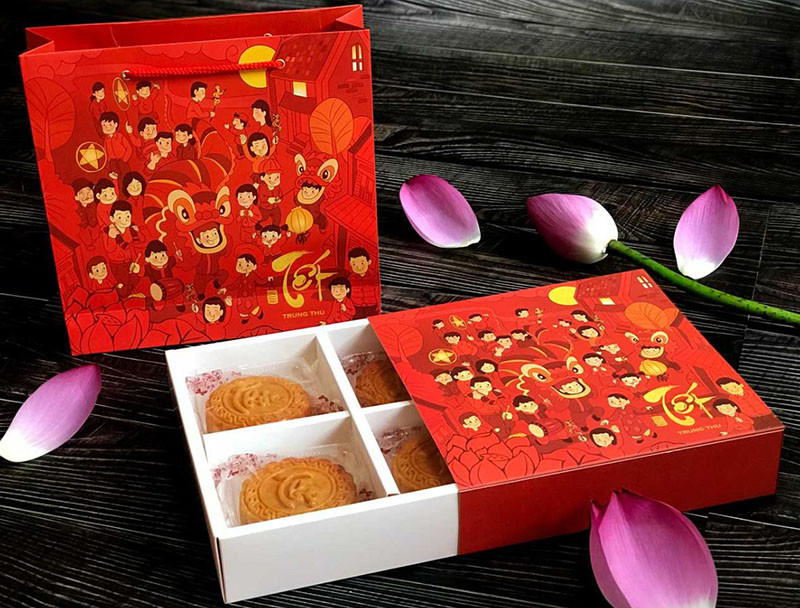 Thiết kế hộp quà đựng bánh Trung Thu với họa tiết truyền thống