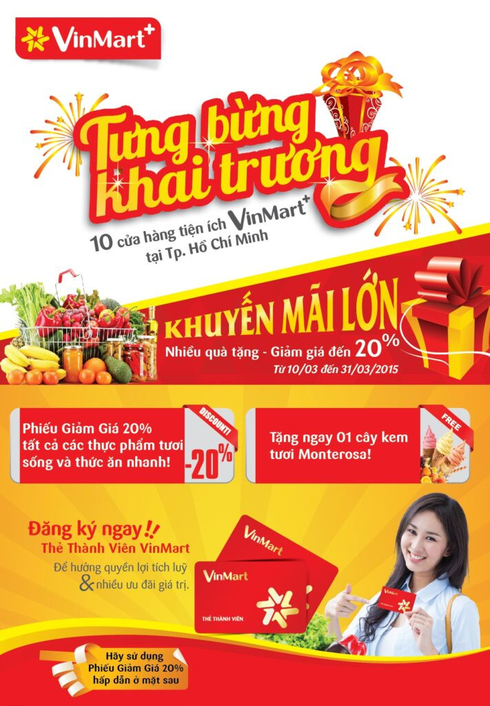 Tờ rơi khai trương màu sắc tươi sáng với thông tin cửa hàng mới
