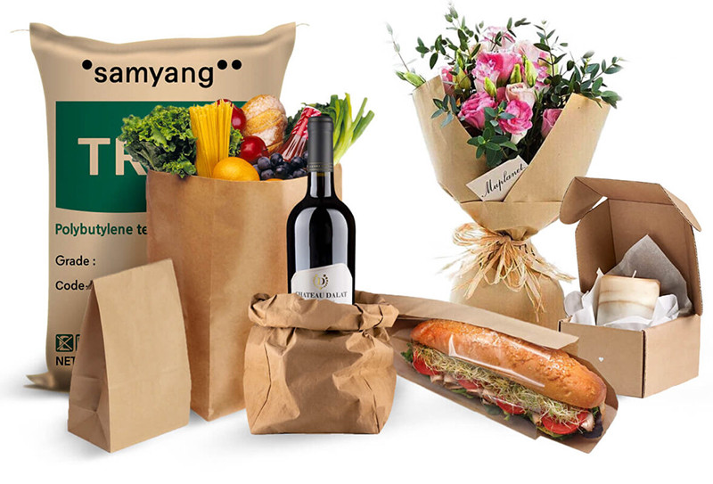 Túi giấy Kraft màu nâu đựng nhiều loại thực phẩm